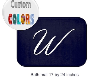 Custom Monogram Bath Mat -  Big Letter, Name, Color, Two sizes, Bathroom, Home, Simplicity, White, Relax, Gift, Dorm, Christmas, Elegant