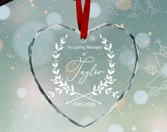 In Loving Memory Personalized Crystal Glass Ornament, Custom Text, Gift for Friend