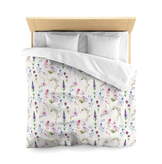 Pattern Purple and Violet Abstract Leaves Duvet Cover or Comforter Girl Bedroom Gift Shams Dorm Watercolor Lavender Boho Christmas