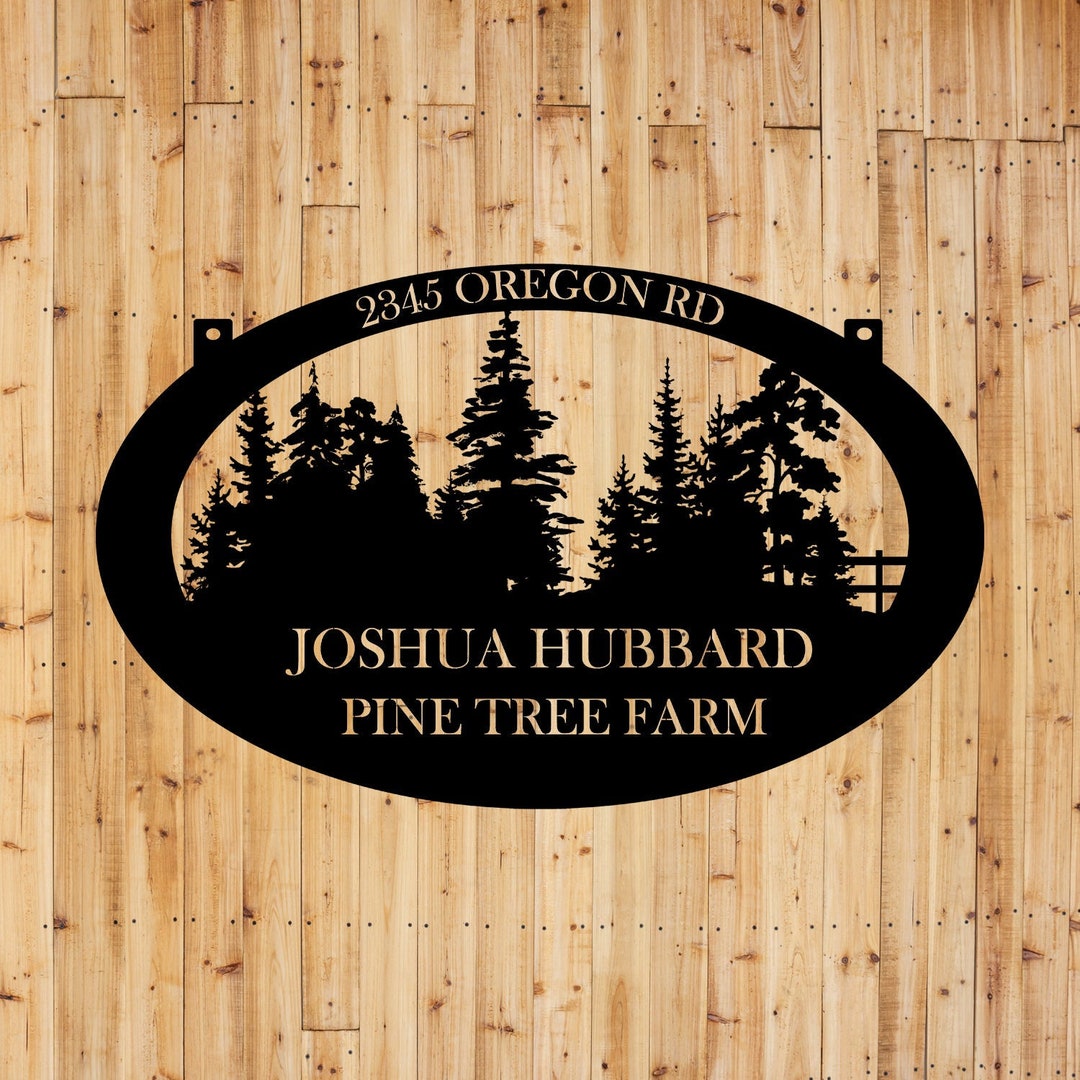 Metal Pine Tree Farm Sign, Rustic Outdoor Wall Decor - Etsy