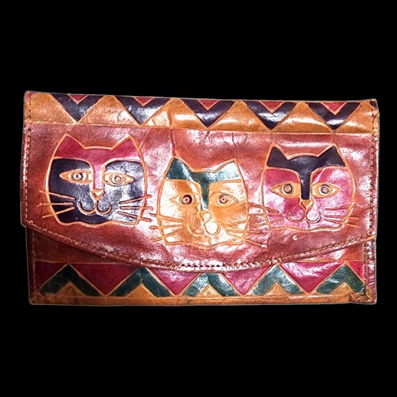 Vtg Leather Cat Wallet - image 3