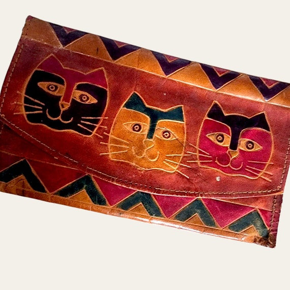 Vtg Leather Cat Wallet - image 6