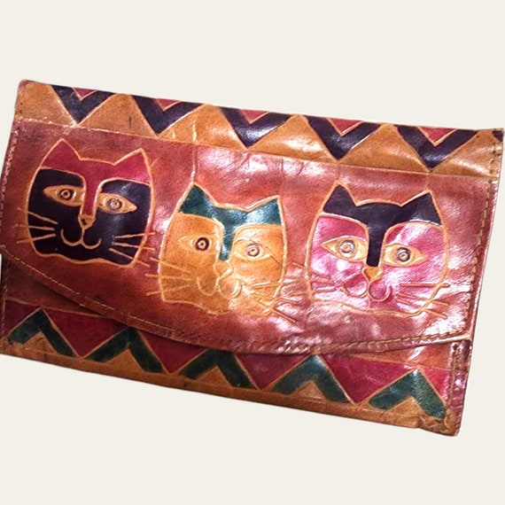 Vtg Leather Cat Wallet - image 4