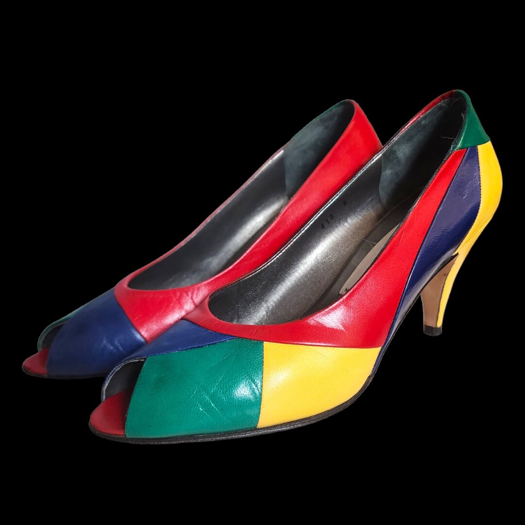 Multi colored block heels new arrivals