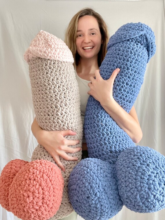 Almohada gigante de pene de ganchillo hecha a medida regalo de broma con forma de pene