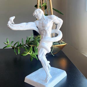 Athlete Wrestling a Python Statue, Classical Male Figure Sculpture, Victorian Era Art Replica, Museum Inspired
