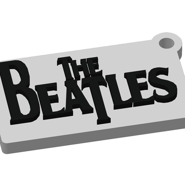 The Beatles Inspired 3D Printed Logo Keychain with Chain, 2"x1"x0.2" - Fab Four Music Memorabilia for Lovers of the Liverpool Legends