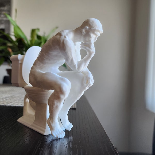 Thinker Toilet Figure - Unique 3D Printed Decor - (4.5" x 4.5" x 2")