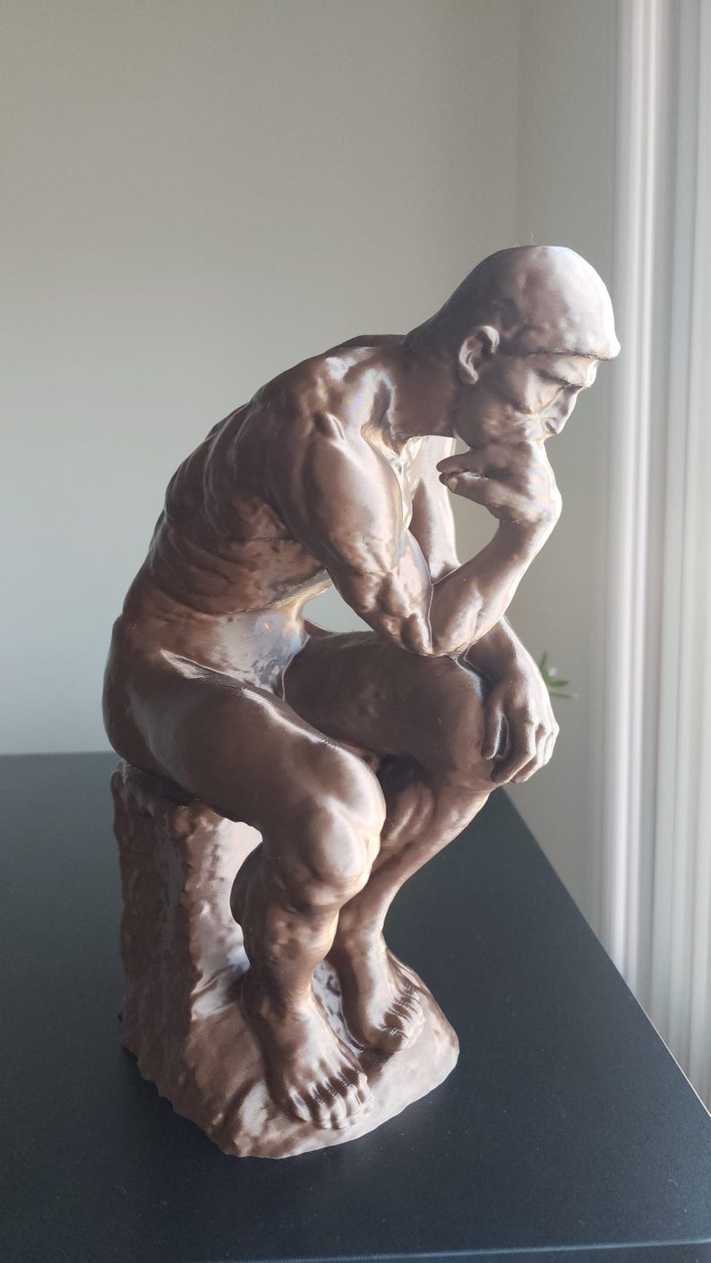 Rodin's Thinker Statue Replica, Gift For Art Teacher, 3D Printed Replica Sculpture, Hand Finished Copper