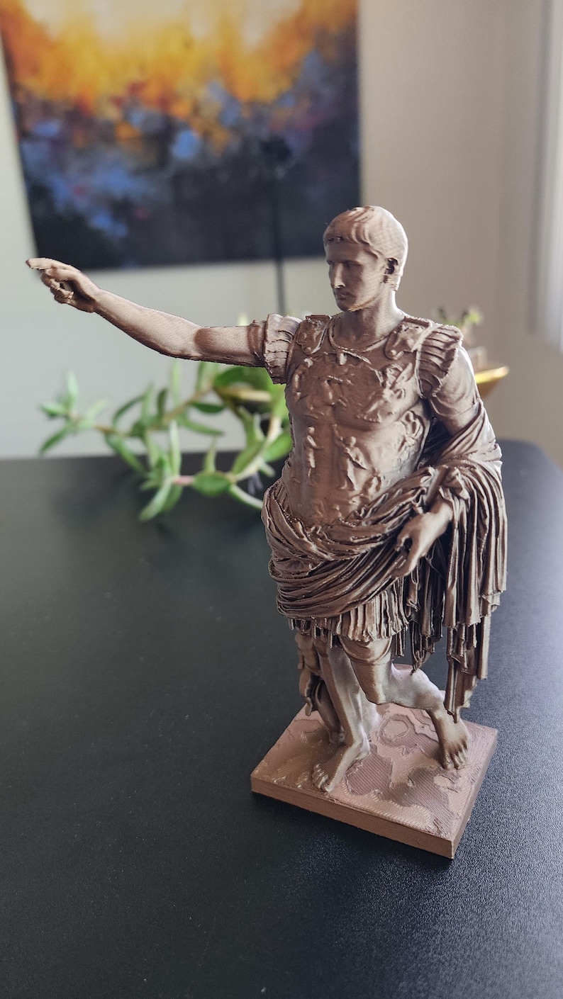 Augustus Statue Replica, Roman Emperor Sculpture, Faux Marble, 3D Printed, Hand Finished image 13