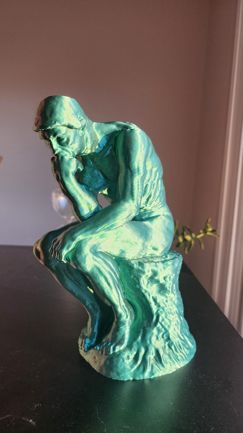 Rodin's Thinker Statue Replica, Gift For Art Teacher, 3D Printed Replica Sculpture, Hand Finished image 3