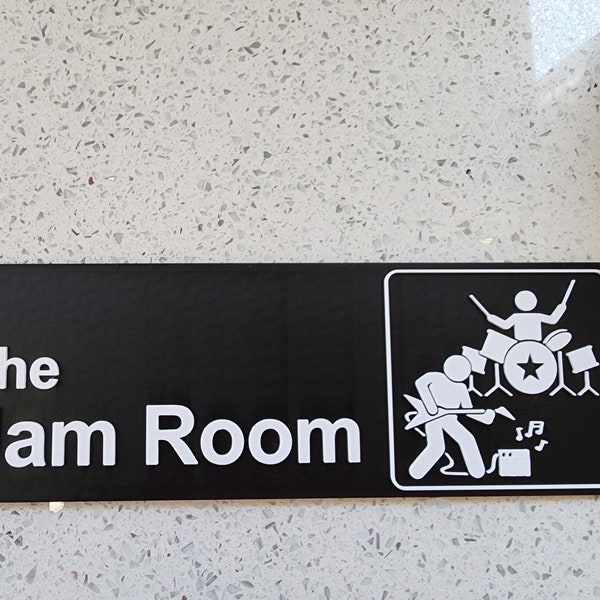 The Jam Room, Office-Inspired 3D Printed Sign, Musicians' Decor, Studio Door Wall Plaque, Music Practice Space Marker, 10.6" x 3.5" x 0.2"