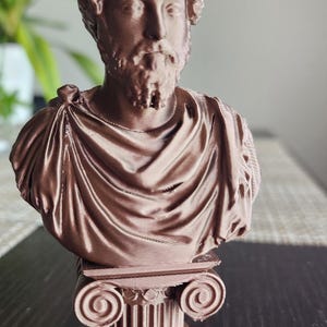 Busto de Marco Aurelio, estatua del filósofo estoico, impresión 3D, regalo para profesores, acabado a mano. Cobre