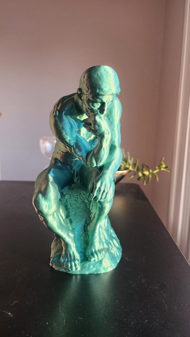 Rodin's Thinker Statue Replica, Gift For Art Teacher, 3D Printed Replica Sculpture, Hand Finished image 4