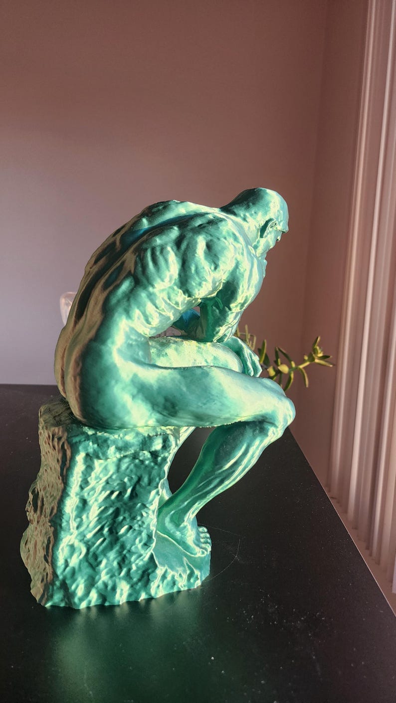 Rodin's Thinker Statue Replica, Gift For Art Teacher, 3D Printed Replica Sculpture, Hand Finished image 6