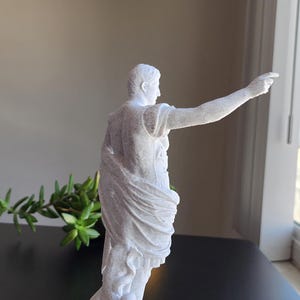 Augustus Statue Replica, Roman Emperor Sculpture, Faux Marble, 3D Printed, Hand Finished image 5