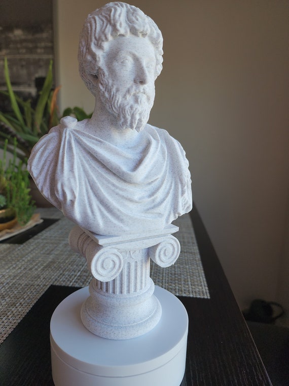 Marcus Aurelius Bust, Stoic Philosopher Statue, 3D Printed, Gift For Teacher, Hand Finished
