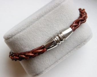 FREE SHIPPING Brown leather Men's bracelet, Handmade bracelet, Men Jewelry, brown Cuff Bracelet, leather Bracelet, Cotton bracelet,Gift for