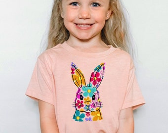 Bright Floral Bunny Easter Shirt Easter Shirt for Girls | Youth Girls  Easter Shirt | Easter Shirt for Toddler Girls | Easter Shirts