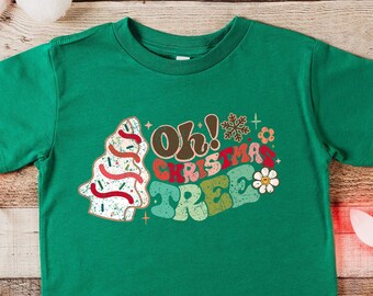 Oh Christmas Tree Cake Festive Christmas T-Shirts for Kids and Adults Matching Outfits for Parties and Mommy & Me Matching Shirts