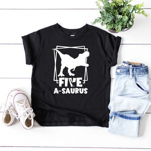 Fiveasaurus T-Rex Dinosaur 5th Birthday Shirts for Baby Toddler & Youth Boys and Girls for Fifth Birthday for Five Year Old