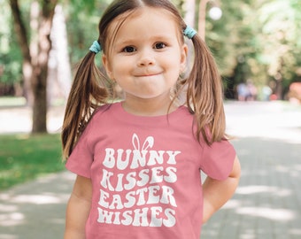 Bunny Kisses Easter Wishes Shirt for Girls | Youth Girls  Easter Shirt | Easter Shirt for Toddler Girls | Easter Shirt for Infants