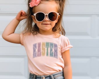 Varsity Lettering Peach Easter Shirt for Girls | Adult Easter Shirt Women | Easter Shirt for Toddler Girls | Easter Shirt for Infants