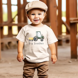 Olive Loves Apple Big Brother Farm Tractor Sibling Reveal Shirt for Boys Sibling Outfit and Birth Announcement Matching Family Outfits