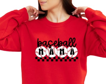 Cute Baseball Mama Softball Mama Sweatshirt for Women | Gift for Baseball Mom Sweater Gray or White