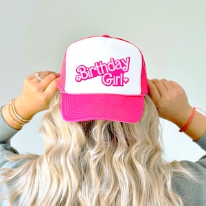 Birthday Girl Trucker Hat for Women and Teens | Cute Trendy Pink Adjustable Cap for the Birthday Girl | Girly Snapback for Adult Birthday