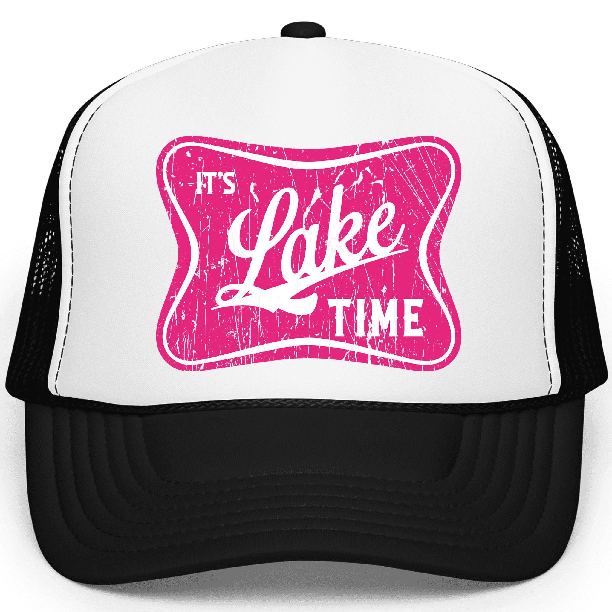 It’s Lake Time Trucker Hat for Men & Women | Foam Front Summer Hat | Lake Trip Snapback | Adjustable Distressed Vintage Boating Cap