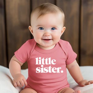 Little Sister Period Bodysuit for Baby Girls | Sibling Outfit for Baby Announcement and Take Home Outfit | Gender Reveal Little Sister