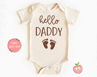 Hello Daddy Footprints Vintage Retro Newborn Take Home Outfit Gift for Father's Day New Father Gift Newborn Take Home Pregnancy Announcement