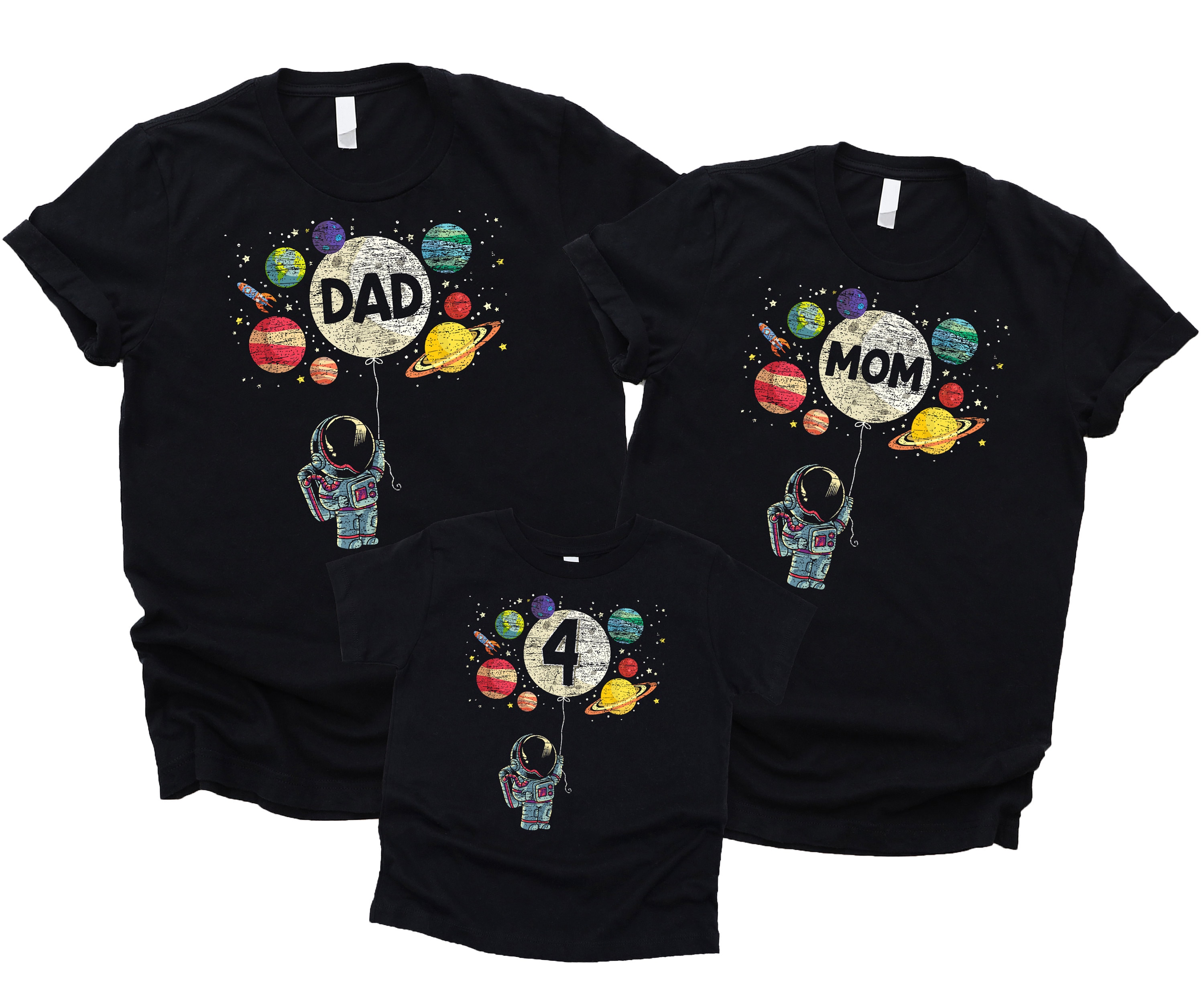Astronaut Family Matching Birthday 1st to 9th Birthday Rocket Astronaut Themed T-Shirts | Family Matching Birthday Boy Space Themed Shirts