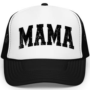 Distressed Mama Hat for Women | Trendy Adjustable Foam Front Snapback | Gift for Mothers Day | Bold Trucker Hat for Mom
