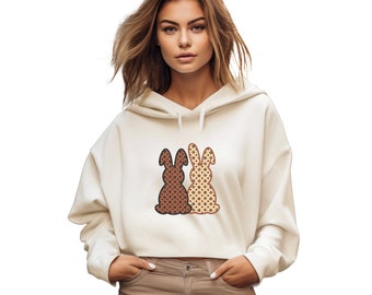 Designer Bunny Crop Top Sweatshirt for Adults and Swearshirts for Kids and adults Easter Sweaters Cute Cropped hoodie for Women Easter