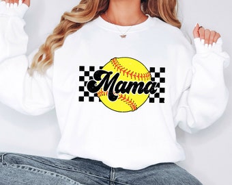 Softball Mom Sweatshirt for Women | Gift for Softball Mom Sweater Gray or White | Yellow Softball Sweatshirt Great gift for mom