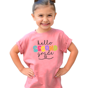 Hello 2nd Grade Shirt for Girls |  First Day of School Gift for Daughter | Trendy Colorful Back to School Outfit | Second Grade Outfit