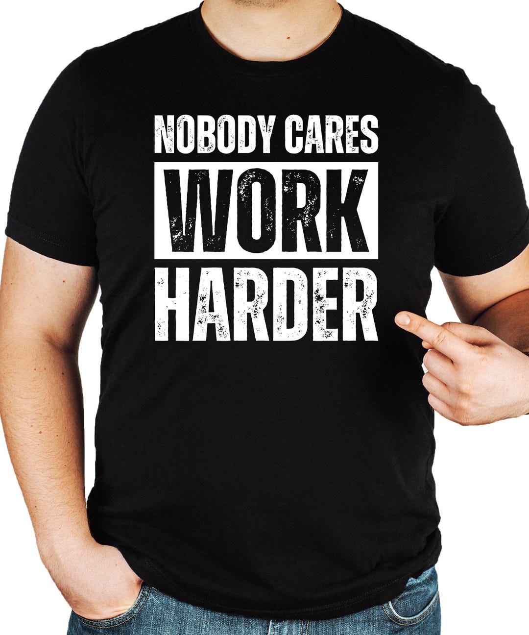 Trained by JP - NOBODY CARES, WORK HARDER Tee in Grey