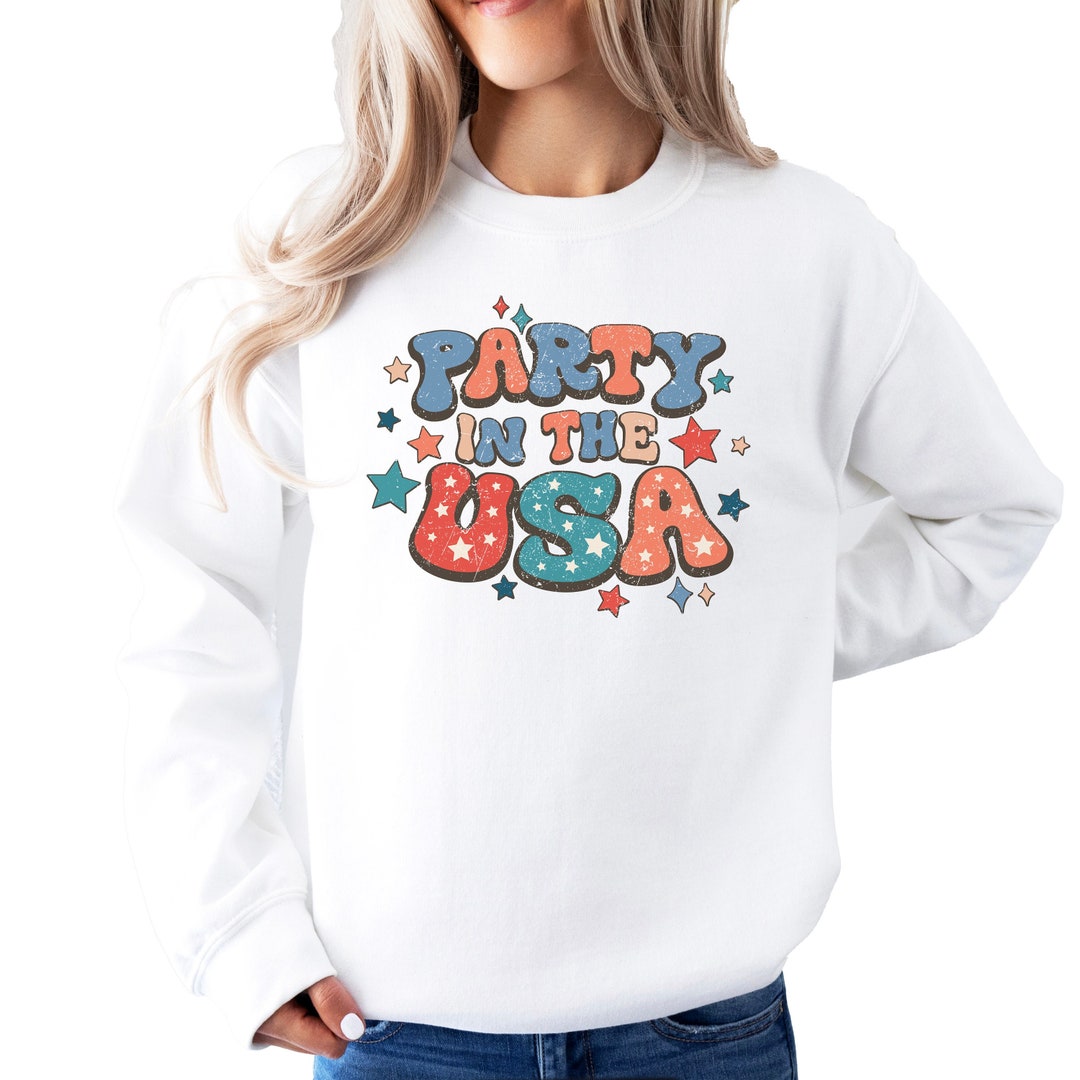 Party in the USA Tank Top and Sweatshirt for Women and Teens Retro Red