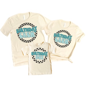 Birthday Boy and Birthday Crew Retro Matching Family Outfits | Birthday Outfits for Mom Dad Brother and Sister of Birthday Boy