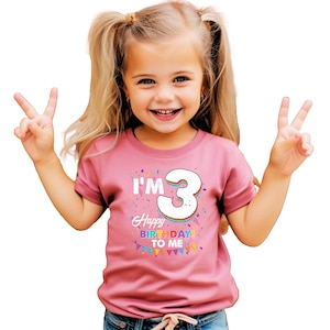 Girls 3rd Birthday Shirt Confetti Third Birthday | I&#39;m 3 Happy Birthday to Me Confetti Birthday T-Shirts for Girls 3rd Birthday Shirt