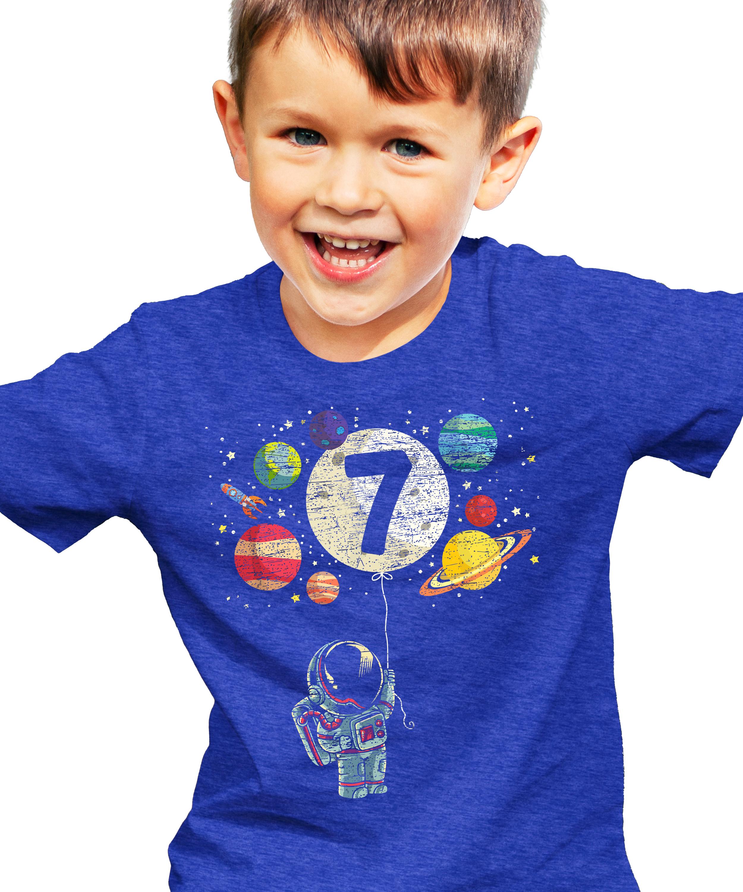planet kyu Tシャツ　The Birthday Space Themed Birthday Party Shirt, Astronaut Family Birthday