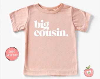 Bold Big Cousin Period T-Shirts for Girls and Boys Fun Family Outfits Big Cousin and Cousin Crew Promoted to Big Cousin Shirts