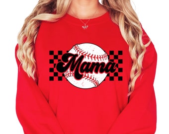 Baseball Mama Softball Mama R Sweatshirt for Women | Gift for Baseball Mom Sweater Gray or White