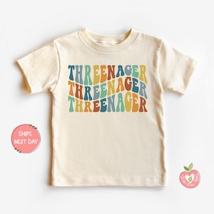 Threenager Groovy Retro 3rd Birthday Shirt for Toddler Girls and Toddler Boys Third Birthday Outfit for Three-Year-Old Boys and Girls