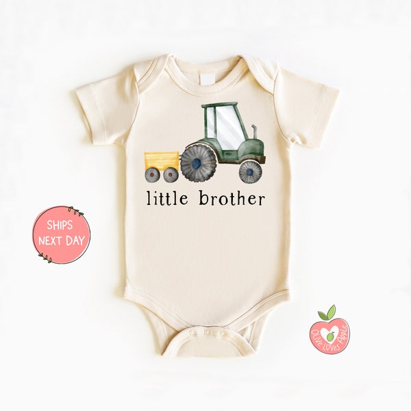 Little Brother Farm Tractor Sibling Reveal Bodysuit for Baby Boys Sibling Outfit and Birth Announcement Matching Family Outfits