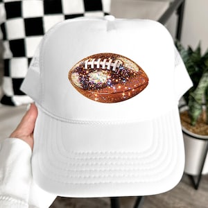 Faux Glitter Football Trucker Hat for Women and Teens | Girly Football Season Snapback | Gift for Football Lover | Game Day Adjustable Cap