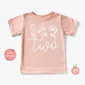 Two Floral 2nd Birthday Shirt for Toddler Girls Second Birthday Outfit for Baby Girls Birthday T-Shirt