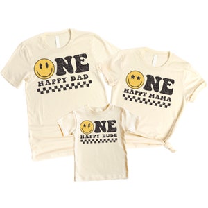 One Happy Dude 1st Birthday Matching Family Outfits For Mom and Dad for Baby Boys | Groovy Cake Smash Shirts and Party T-Shirt for Family